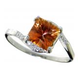 Princess Cut 2.02 ct Imperial Topaz & DIamond Ring