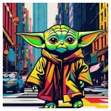 Yoda Strolls Main Street 2 Hand Signed by Charis