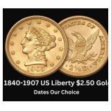 1840-1907 US Liberty Head $2.50 Gold Quarter Eagle