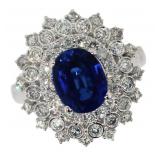 14k Gold 3.62 ct Oval Sapphire & Diamond Ring