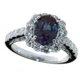 14kt Gold 3.57 ct Oval Alexandrite & Diamond Ring