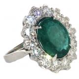 18k Gold 7.80 ct GIA Emerald & Diamond Ring