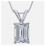 14k Gold 2.01 ct Emerald Cut Lab Diamond Pendant