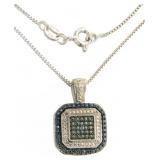 Beautiful Fancy Blue Diamond Accented Necklace