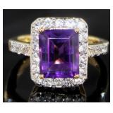 Emerald Cut 4.55 ct Natural Amethyst Ring