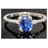 Oval Natural Blue Iolite Solitaire Ring