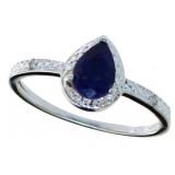 Pear Cut Natural Sapphire & Diamond Ring