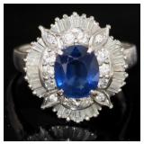 Platinum 3.62 ct Natural Sapphire & Diamond Ring