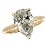 14k Gold 3.14 ct Pear Shape VS2 Lab Diamond Ring