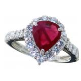 GIA Platinum 3.24 Burma Ruby & VS Diamond Ring