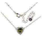 Peridot & White Topaz Heart Halo Necklace