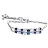 Blue & White Sapphire Designer Bolo Bracelet