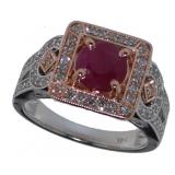 14k Gold 2.00 ct Round Ruby & Diamond Ring