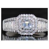 Asscher Cut 2.50 ct White Sapphire Ring