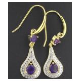 Genuine Amethyst & Diamond Accent Earrings