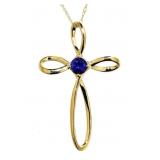 10kt Gold Sapphire Cross Necklace