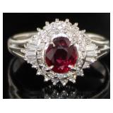 Platinum 1.47 ct GIA Natural Ruby & Diamond Ring