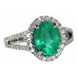 14kt Gold 2.31 ct GIA Oval Emerald & Diamond Ring