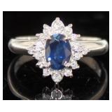 Platinum 1.18 ct Sapphire & Diamond Halo Ring