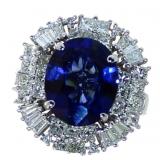 14kt Gold 9.17 ct Oval Sapphire & Diamond Ring