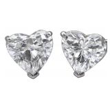 14kt Gold 3.20 ct Lab Diamond Heart Earrings