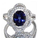 14kt Gold 3.05 ct Sapphire & Diamond Ring