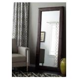 Abbyson Delanio Large Brown Leather Floor Mirror