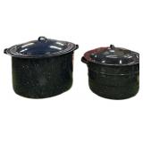 (2) Large Speckled Granite Water Bath Canning