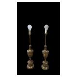 Pair Heavy Brass Lamps