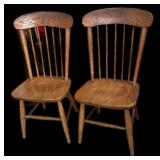 Pair Wood Dining Chairs