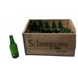 Schweppes Wooden Crate Full Green Bottles