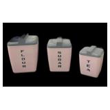 Vintage Pink & Gray Canisters