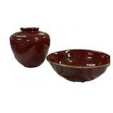 Stoneware Glazed Pottery Bowl & Vase