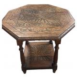 8 Sided Wood Carved Table