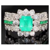 Platinum 2.49 ct Natural Emerald & Diamond Ring