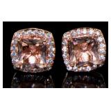 Cushion Cut 2.50 ct Morganite Stud Earrings