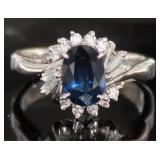 Platinum 1.45 ct Brilliant Sapphire & Diamond Ring