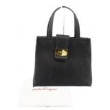 Ferragamo Vala Black Leather Handbag