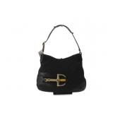 GUCCI Black Horsebit Canvas Shoulder Bag