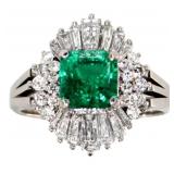 Platinum 2.37 ct GIA Emerald & Diamond Ring