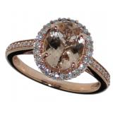 14k Rose Gold 2.00 ct Morganite & Diamond Ring