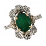 14k Gold 1.85 ct Natural Emerald & Diamond Ring