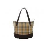 Burberry Brown Leather Nova Check Shoulder Bag