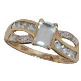 10kt Gold Emerald Cut White Topaz Estate Ring