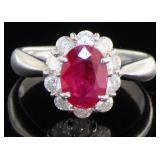 Platinum 2.27 ct Natural Ruby & Diamond Ring