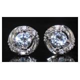 Brilliant White Sapphire Stud Earrings