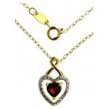 Genuine Garnet & Diamond Accent Heart Pendant