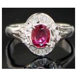 Platinum 1.14 ct GIA Natural Ruby & Diamond Ring