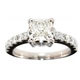 14kt Gold 2.56 ct Cushion Cut Lab Diamond Ring