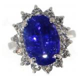 14k Gold 8.03 ct Oval Tanzanite & Diamond Ring